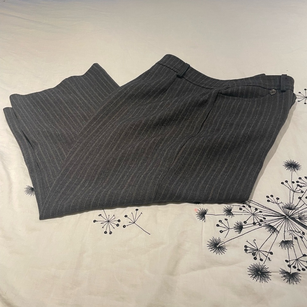 Khaki Gray Pinstripe Capri/ankle pants